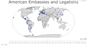 Map with Embassies appearing over time