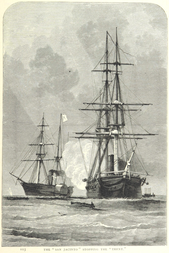Drawing of the San Jacinto intercepting the Trent.