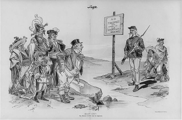 Political Cartoon from 1896 by Victor Gillam about the Monroe Doctrine.
