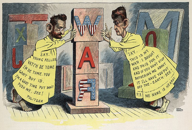 Political Cartoon from 1898 by Leon Barrit referencing yellow journalism.