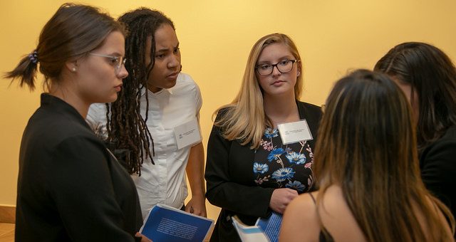 A group of students talking