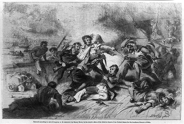 Engraving from 1855 illustrating American Seamen under Decatur Felix Octavius Carr Darley in conflict.