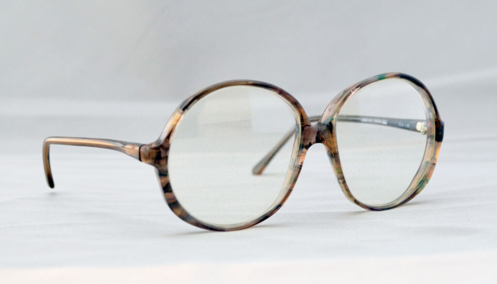 A pair of brown-rimmed glasses