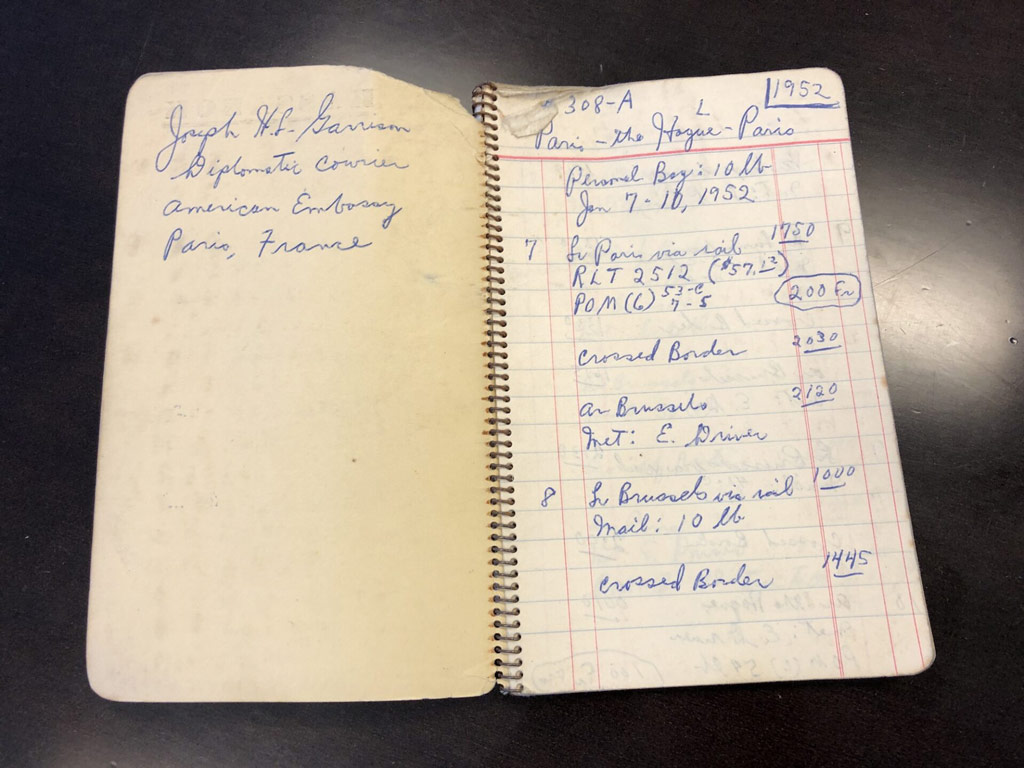A notebook used by Garrison