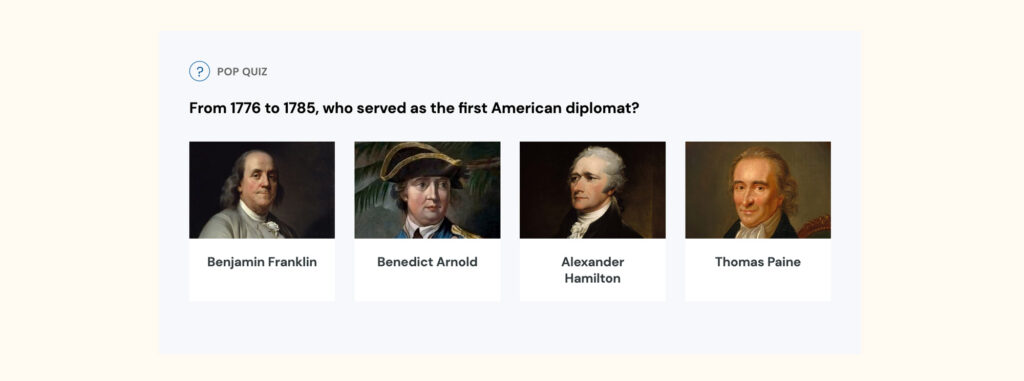 Screenshot of a pop quiz