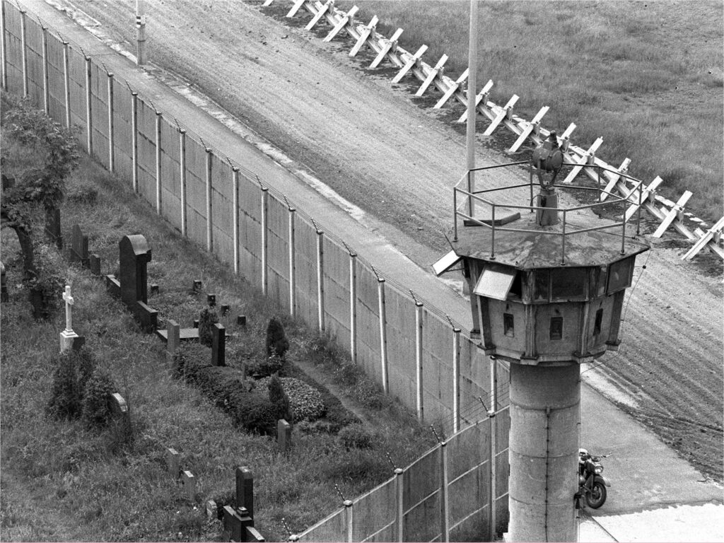 Aerial view of the Berlin Wall. Marksmen in the towers had “shoot to kill” orders to stop escapees.