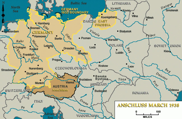 A map of the anschluss of march 1938