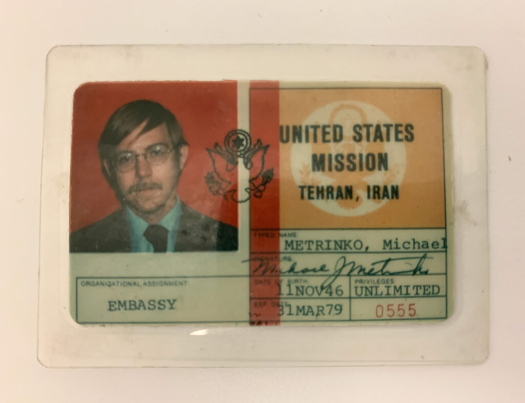 Michael Metrinko's ID badge