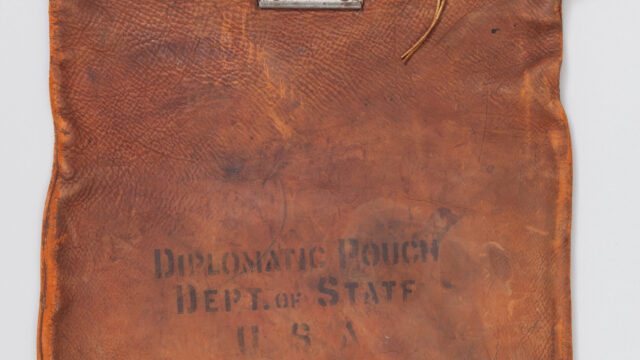 A leather diplomatic pouch