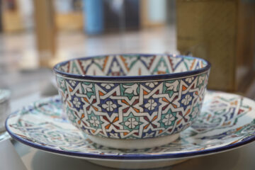 A Moroccan bowl and plate set