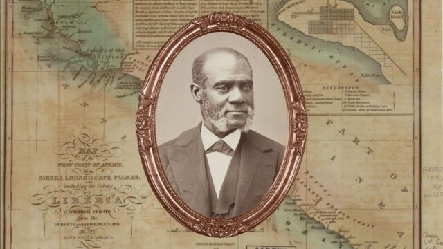 portrait of henry garnet and a map of liberia