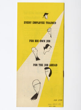 back page of a yellow pamphlet that says every employee trained for his own job for the job ahead