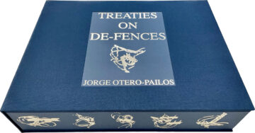 blue hardcover book that says treaties on de-fences by jorge otero-pailos
