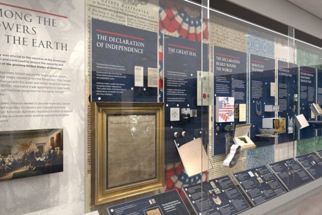 view of exhibit case with objects