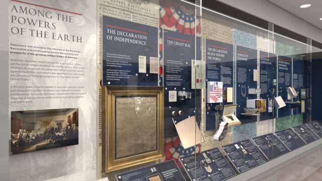 view of exhibit case with objects