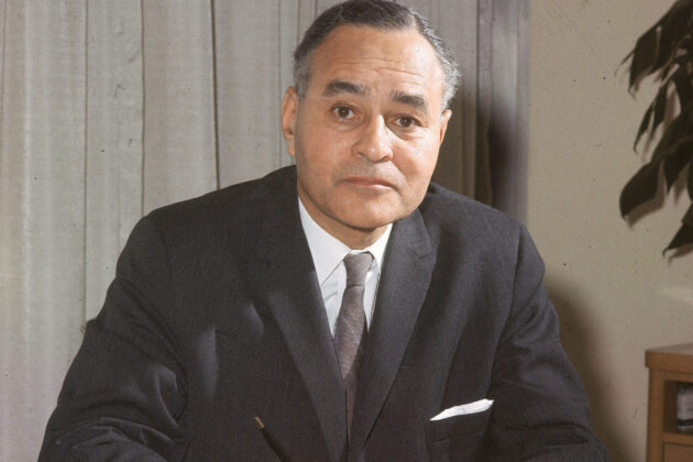 Ralph Bunche looks at the camera