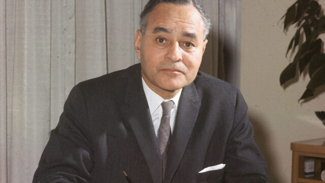 Ralph Bunche looks at the camera