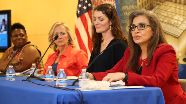 Sandra Cauffman speaks during the panel discussion.