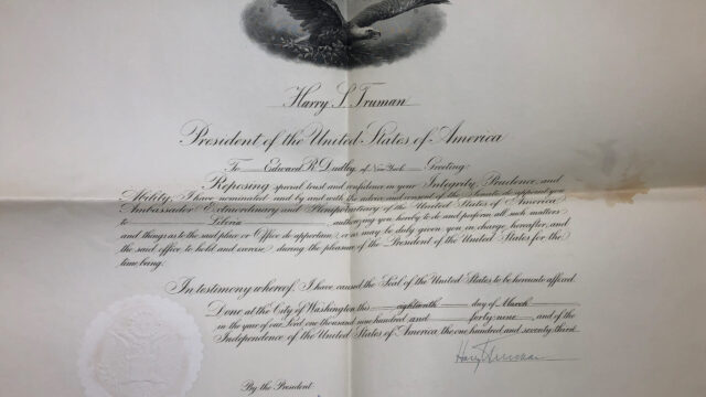 Edward Dudley's Commission as Ambassador to Liberia