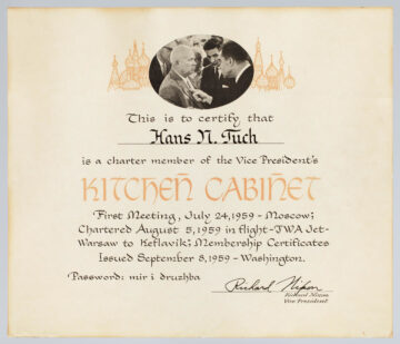 Hans Tuch's “Kitchen Cabinet” Certificate
