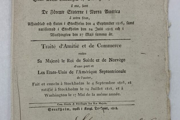 Printing of 1818 Treaty with Sweden