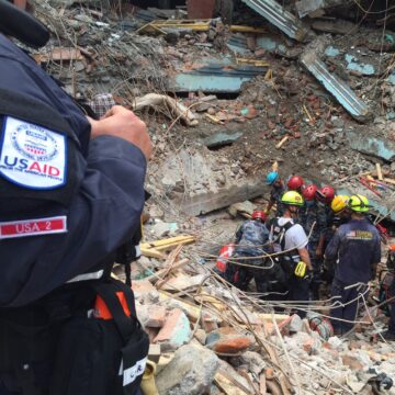 An earthquake rescue site