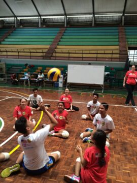 A volleyball training session in Manila.