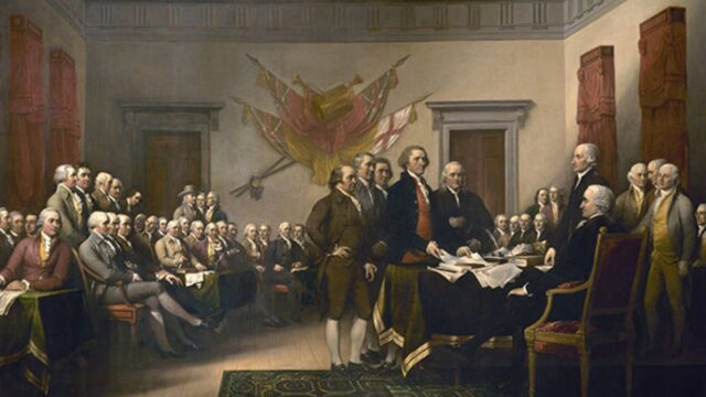 painting of “The Basics” depicting founding fathers
