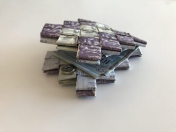 A wallet folded from money