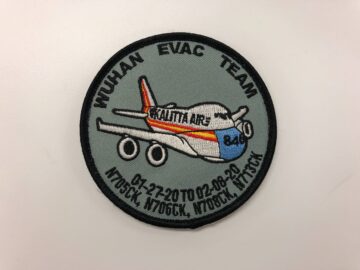 A patch that says Wuhan Evac Team
