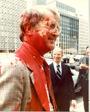 Ambassador vanden Heuvel pictured after the paint attack