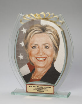 Sand Portrait of Secretary Clinton