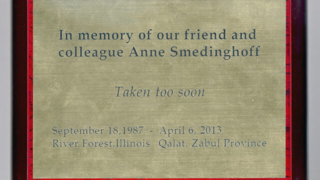 Anne Smedinghoff Memorial Plaque