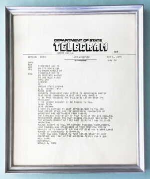 picture of a framed telegram